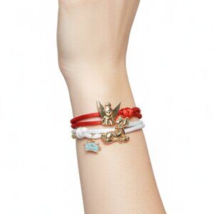 Disney Couture  Kidada Jones Tinkerbell Bambi Bracelet Set 14K Gold Plated Silk